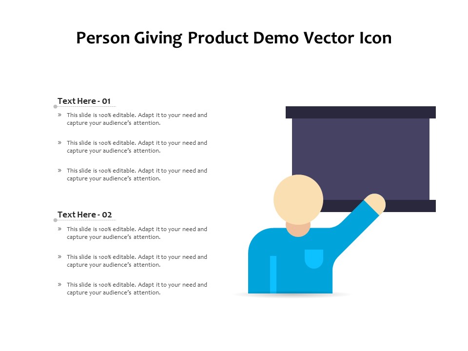 Person Giving Product Demo Vector Icon Ppt PowerPoint Presentation Gallery Example PDF