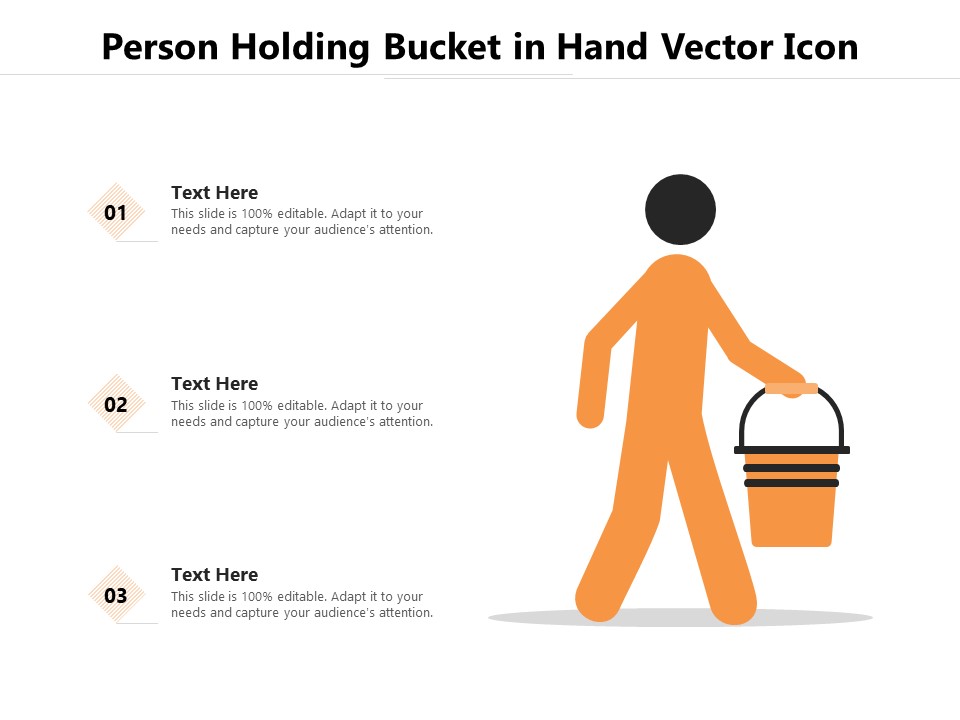 Person Holding Bucket In Hand Vector Icon Ppt PowerPoint Presentation Gallery Graphics Example PDF