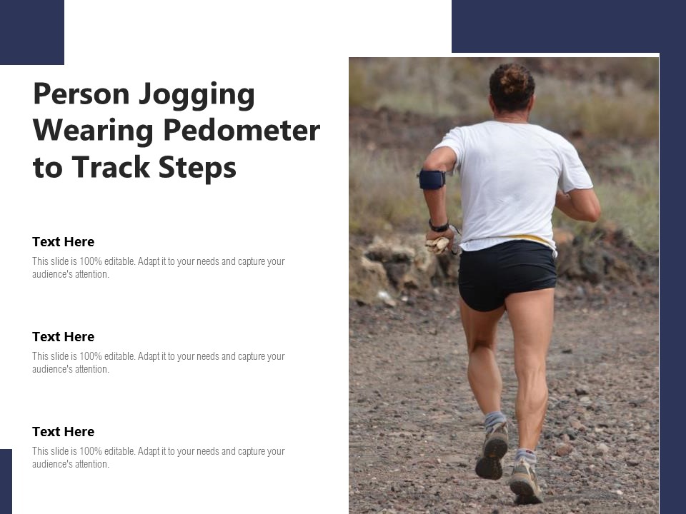 Person Jogging Wearing Pedometer To Track Steps Ppt PowerPoint Presentation Infographic Template Objects PDF