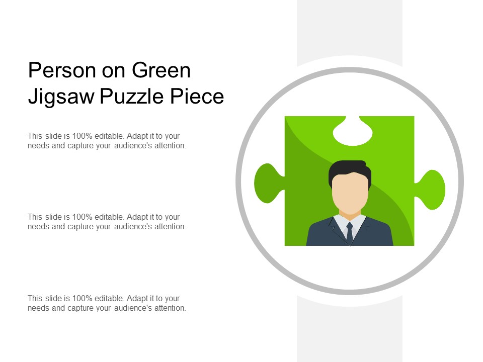Person On Green Jigsaw Puzzle Piece Ppt PowerPoint Presentation Summary Clipart Images PDF
