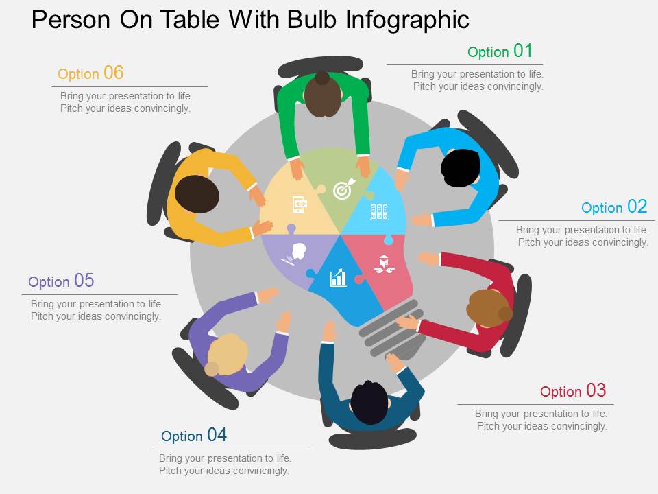 Person On Table With Bulb Infographic Powerpoint Templates