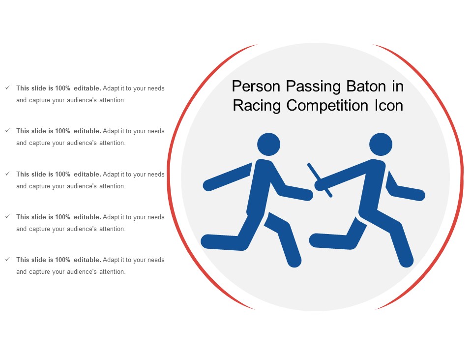 Person Passing Baton In Racing Competition Icon Ppt PowerPoint Presentation Gallery Deck PDF