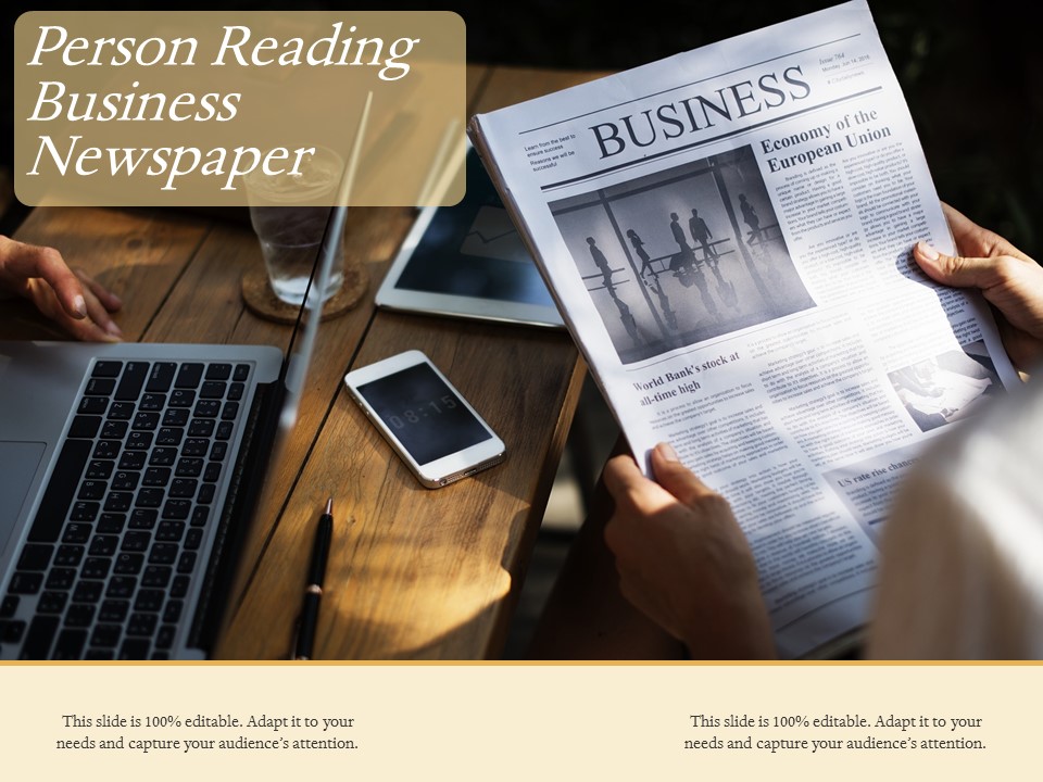 Person Reading Business Newspaper Ppt PowerPoint Presentation Outline Infographic Template PDF