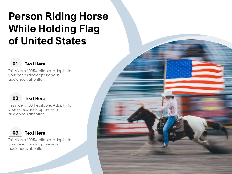 Person Riding Horse While Holding Flag Of United States Ppt PowerPoint Presentation Icon Slides PDF