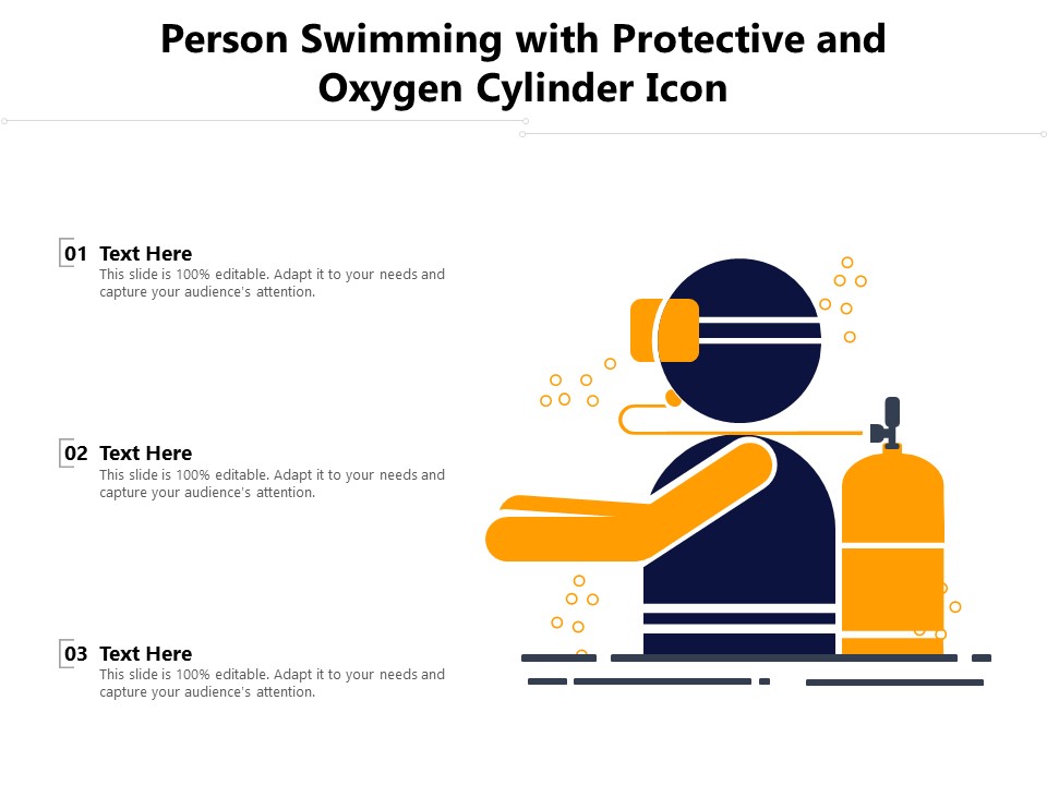 Person Swimming With Protective And Oxygen Cylinder Icon Ppt PowerPoint Presentation Gallery Slide Download PDF