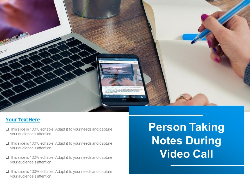 Person Taking Notes During Video Call Ppt PowerPoint Presentation Summary Background PDF