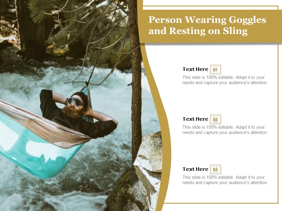 Person Wearing Goggles And Resting On Sling Ppt PowerPoint Presentation File Deck PDF