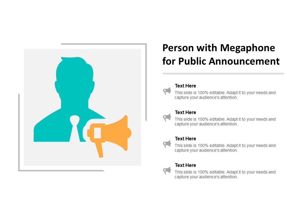 Person With Megaphone For Public Announcement Ppt PowerPoint Presentation Infographics Grid