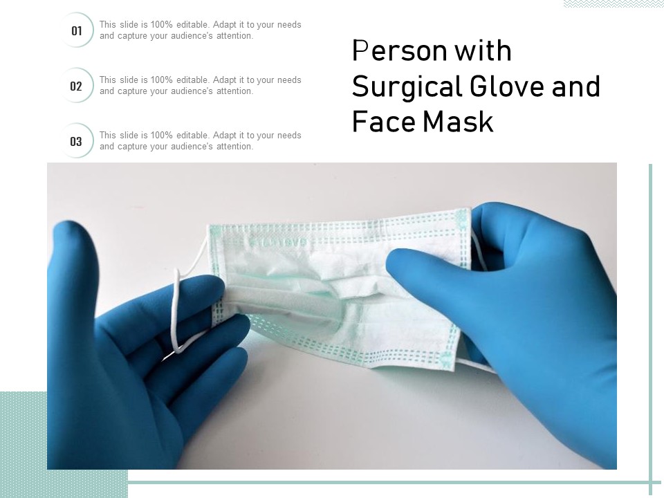 Person With Surgical Glove And Face Mask Ppt PowerPoint Presentation Icon Infographics PDF