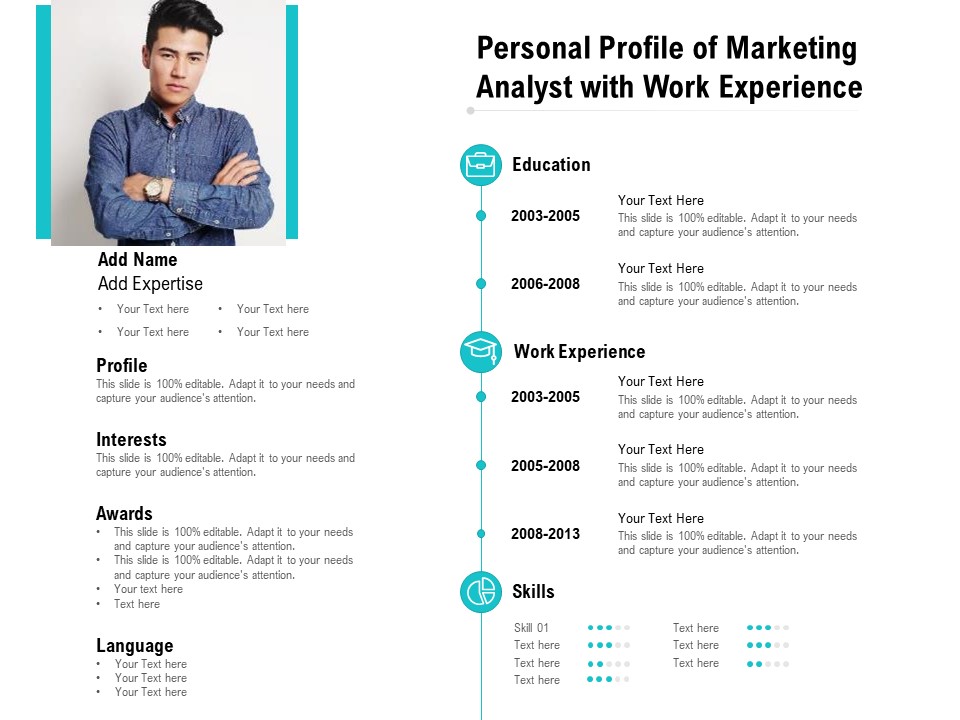 Personal Profile Of Marketing Analyst With Work Experience Ppt PowerPoint Presentation Layout PDF