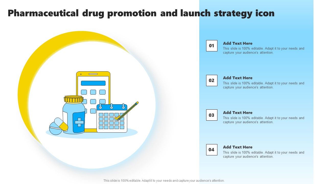 Pharmaceutical Drug Promotion And Launch Strategy Icon Background PDF