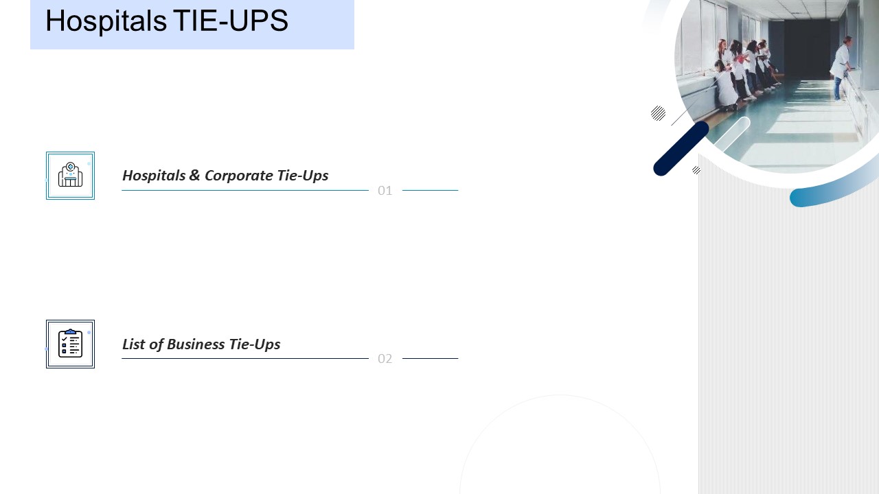 Pharmaceutical Management Hospitals TIE UPS Ppt Slides Master Slide PDF