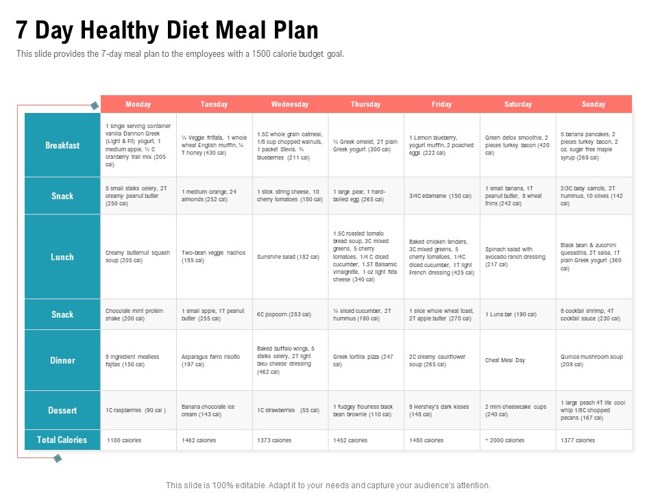 Physical Trainer 7 Day Healthy Diet Meal Plan Icons PDF