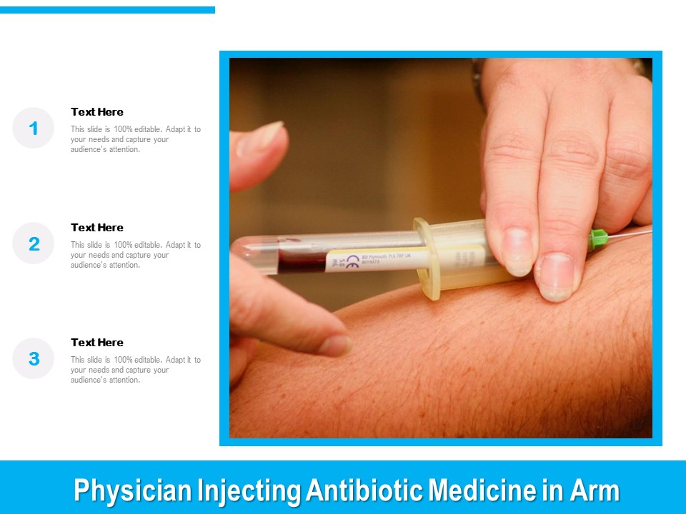 Physician Injecting Antibiotic Medicine In Arm Ppt PowerPoint Presentation Icon Portfolio PDF