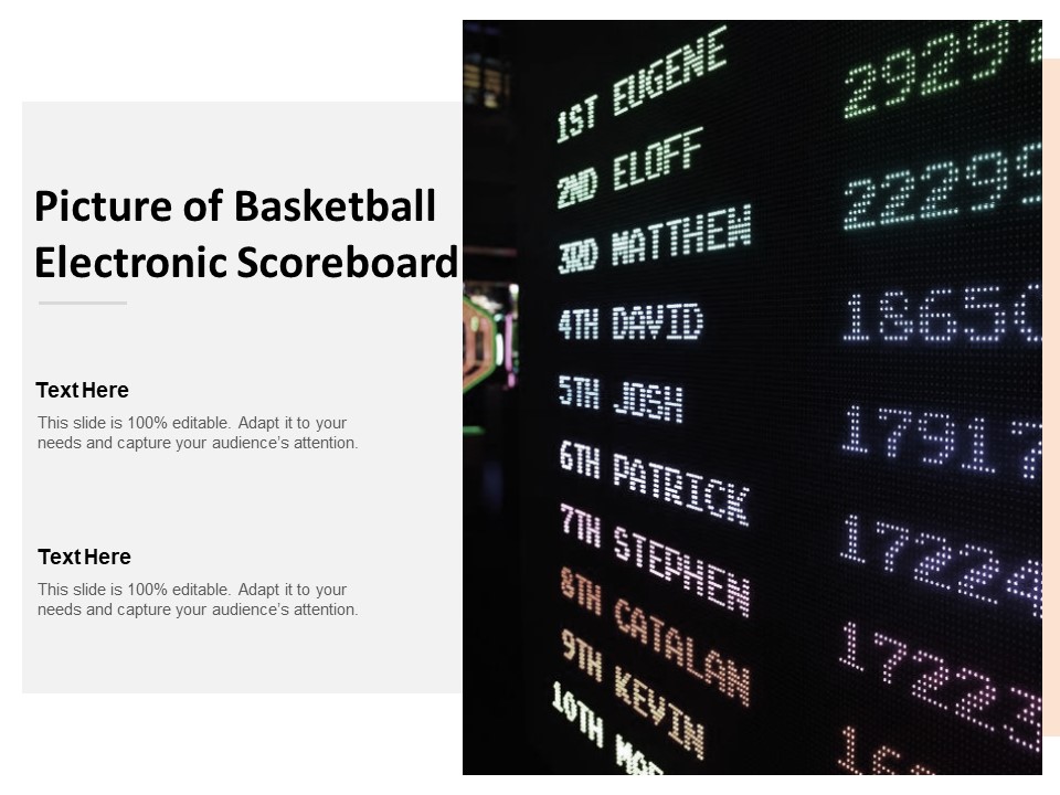 Picture Of Basketball Electronic Scoreboard Ppt PowerPoint Presentation Summary Ideas