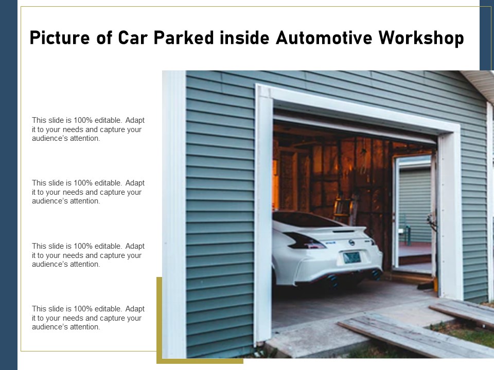 Picture Of Car Parked Inside Automotive Workshop Ppt PowerPoint Presentation File Clipart Images PDF