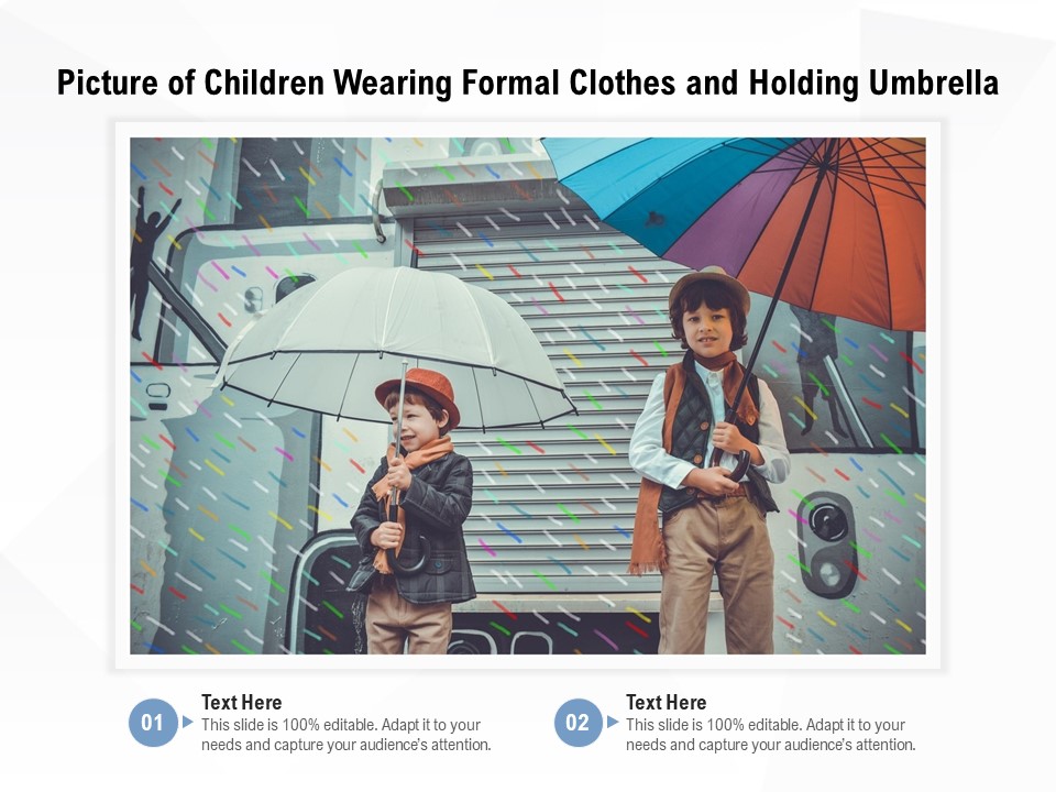 Picture Of Children Wearing Formal Clothes And Holding Umbrella Ppt PowerPoint Presentation Gallery Slide PDF