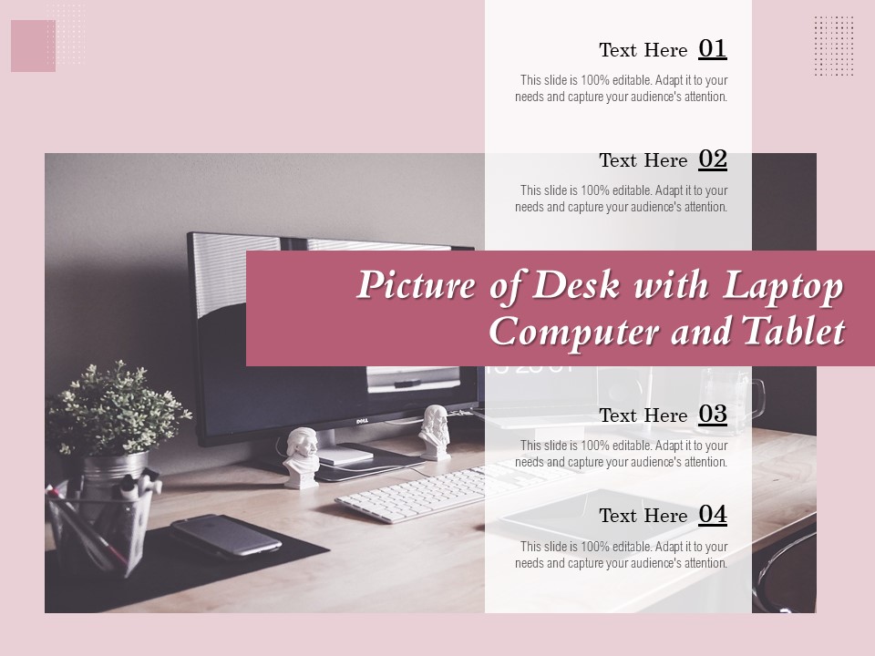 Picture Of Desk With Laptop Computer And Tablet Ppt PowerPoint Presentation File Template PDF