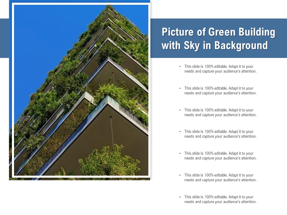 Picture Of Green Building With Sky In Background Ppt PowerPoint Presentation Layouts Grid PDF