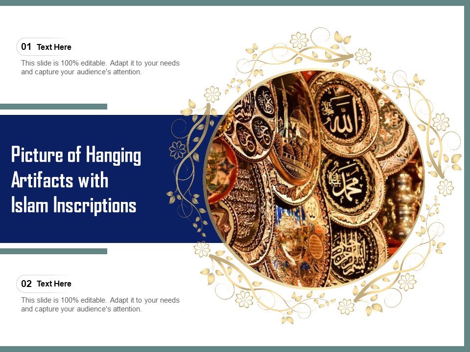 Picture Of Hanging Artifacts With Islam Inscriptions Ppt PowerPoint Presentation Model Vector PDF