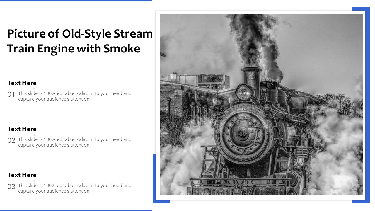 Picture Of Old Style Stream Train Engine With Smoke Ppt PowerPoint Presentation Summary Display PDF