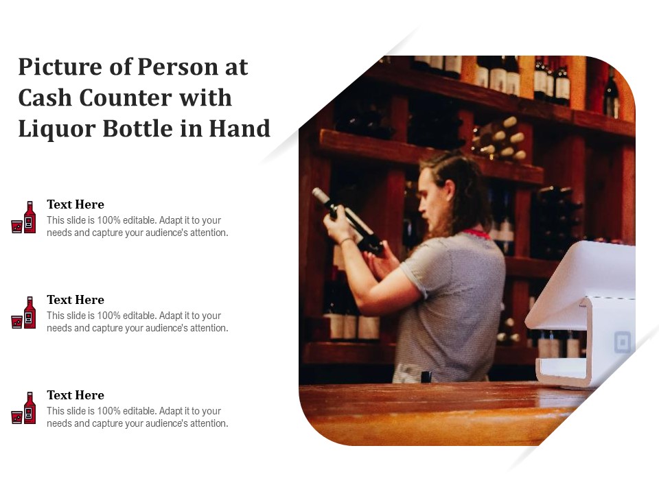 Picture Of Person At Cash Counter With Liquor Bottle In Hand Ppt PowerPoint Presentation File Aids PDF