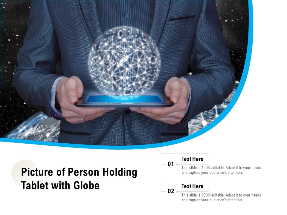 Picture Of Person Holding Tablet With Globe Ppt PowerPoint Presentation File Infographics PDF