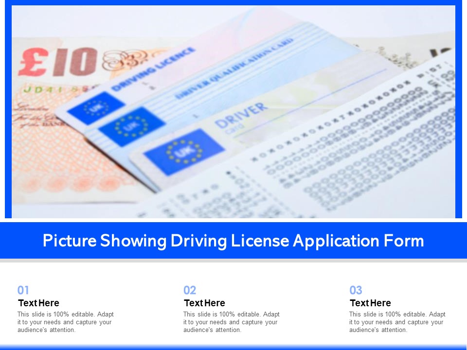 Picture Showing Driving License Application Form Ppt PowerPoint Presentation File Example Topics PDF