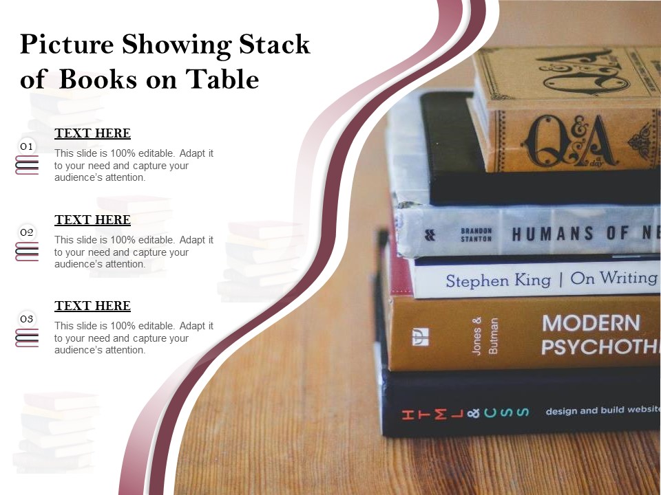 Picture Showing Stack Of Books On Table Ppt PowerPoint Presentation Visual Aids Files PDF