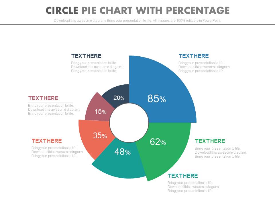 Pie Chart With Increasing Percentage Values Powerpoint Slides
