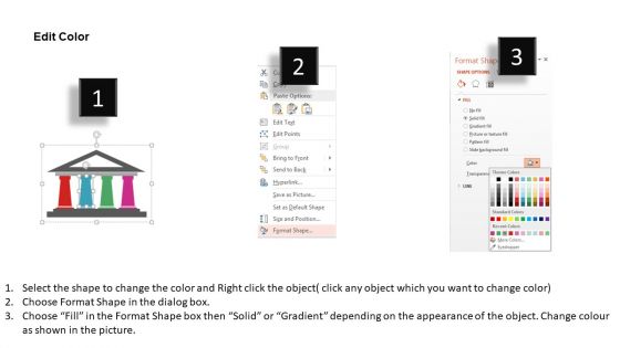 Pillars Diagram For Management Development PowerPoint Templates