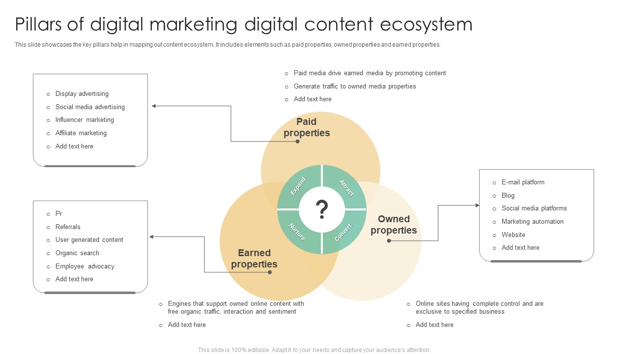 Pillars Of Digital Marketing Digital Content Ecosystem Ppt Infographic Template Portfolio PDF