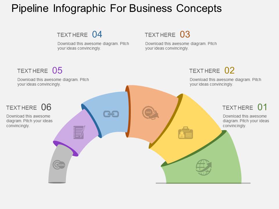 Pipeline Infographic For Business Concepts Powerpoint Templates