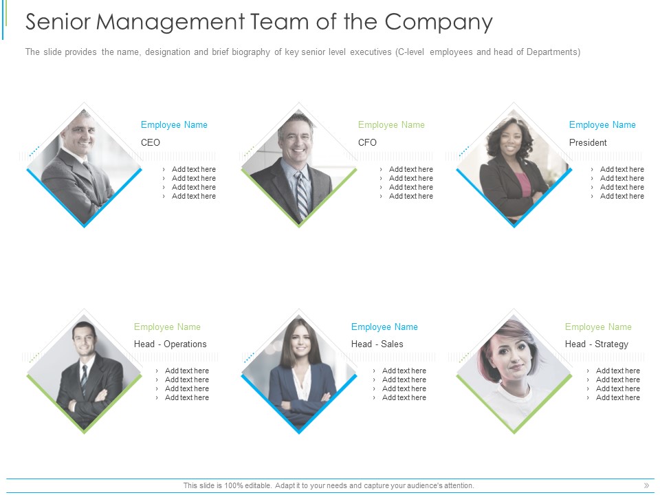 Pitch Deck For Mezzanine Financing Senior Management Team Of The Company Ppt Infographics Icons PDF