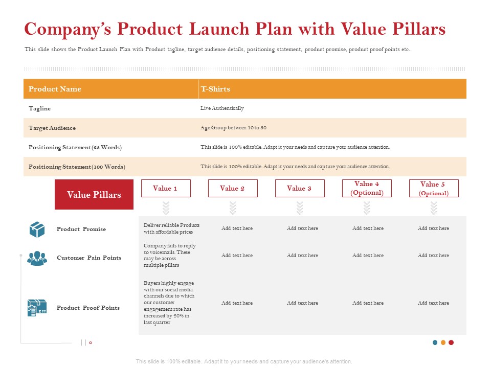 Pitch Deck For Raising Capital For Inorganic Growth Companys Product Launch Plan With Value Pillars Guidelines PDF