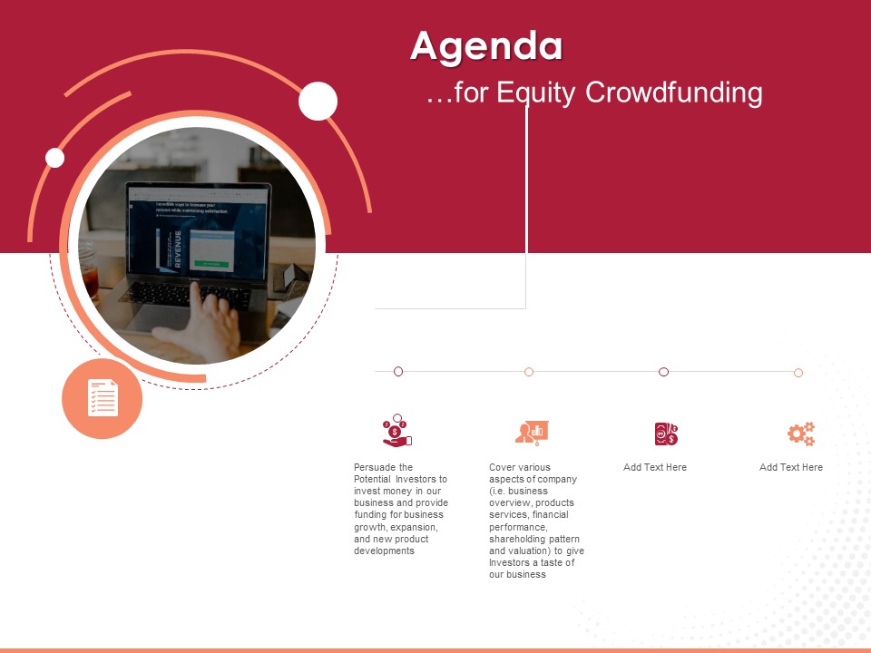 Pitch Deck To Raise Funding From Equity Crowdfunding Agenda Ppt Infographic Template Examples PDF