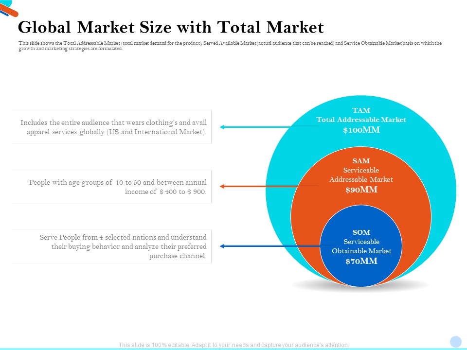 Pitch Presentation Raising Series C Funds Investment Company Global Market Size With Total Market Graphics PDF
