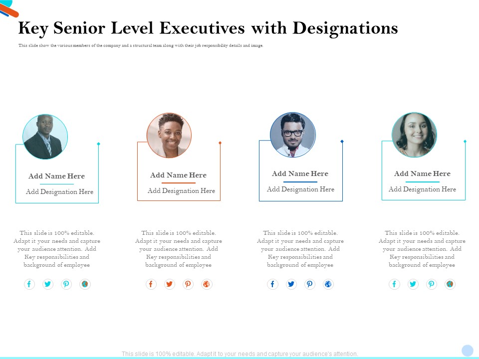 Pitch Presentation Raising Series C Funds Investment Company Key Senior Level Executives With Designations Download PDF