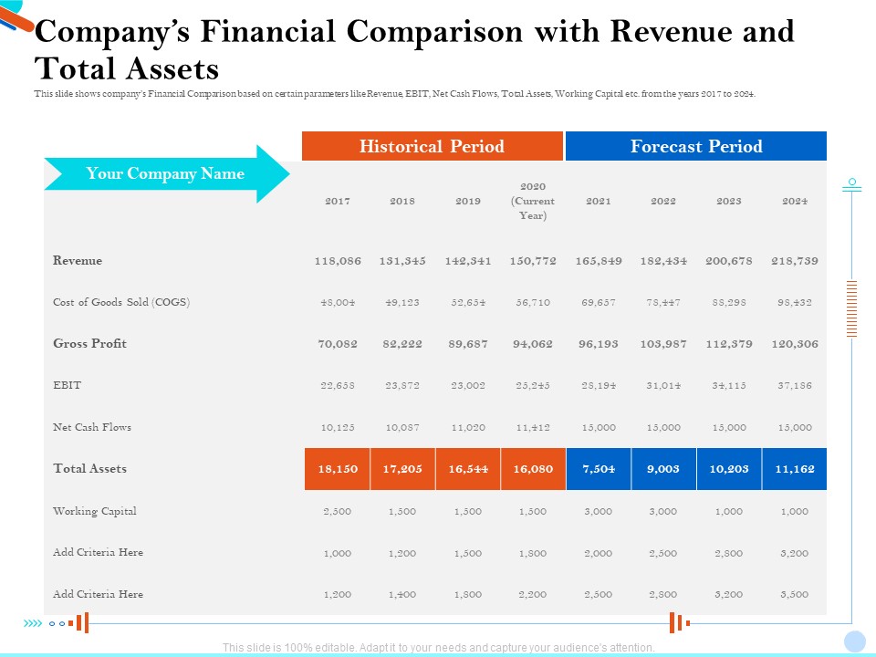 Pitch Presentation Raising Series C Funds Investment Companys Financial Comparison With Revenue And Total Assets Ideas PDF