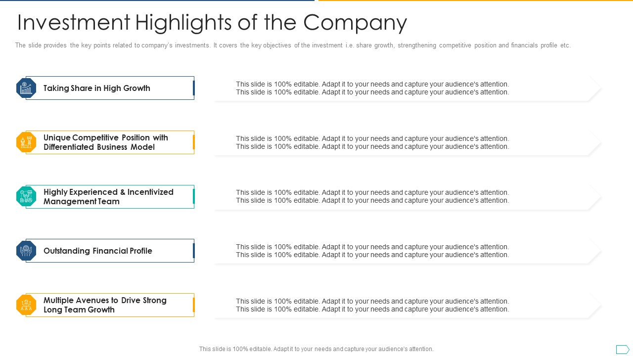 Pitchbook For IPO Deal Investment Highlights Of The Company Icons PDF