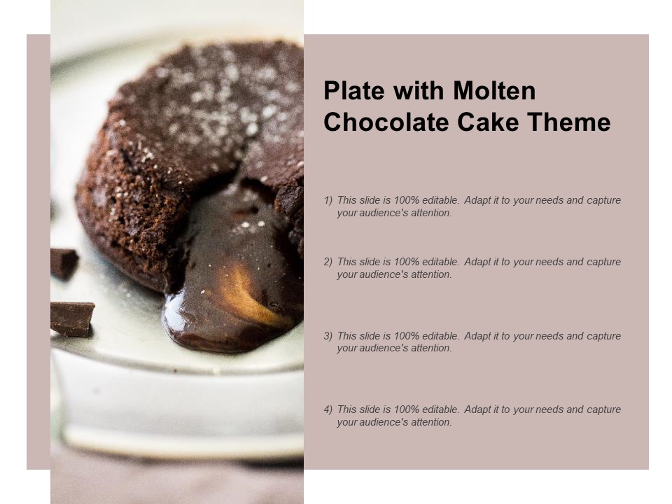Plate With Molten Chocolate Cake Theme Ppt PowerPoint Presentation Show Examples