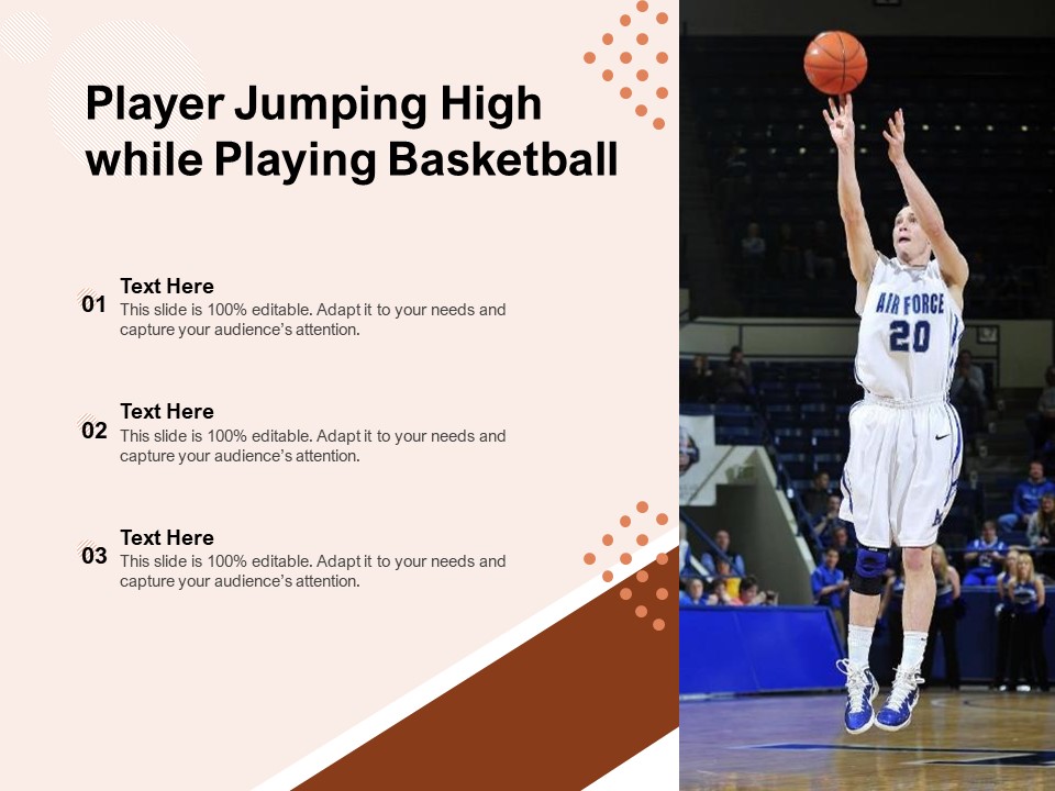 Player Jumping High While Playing Basketball Ppt PowerPoint Presentation Pictures Topics PDF