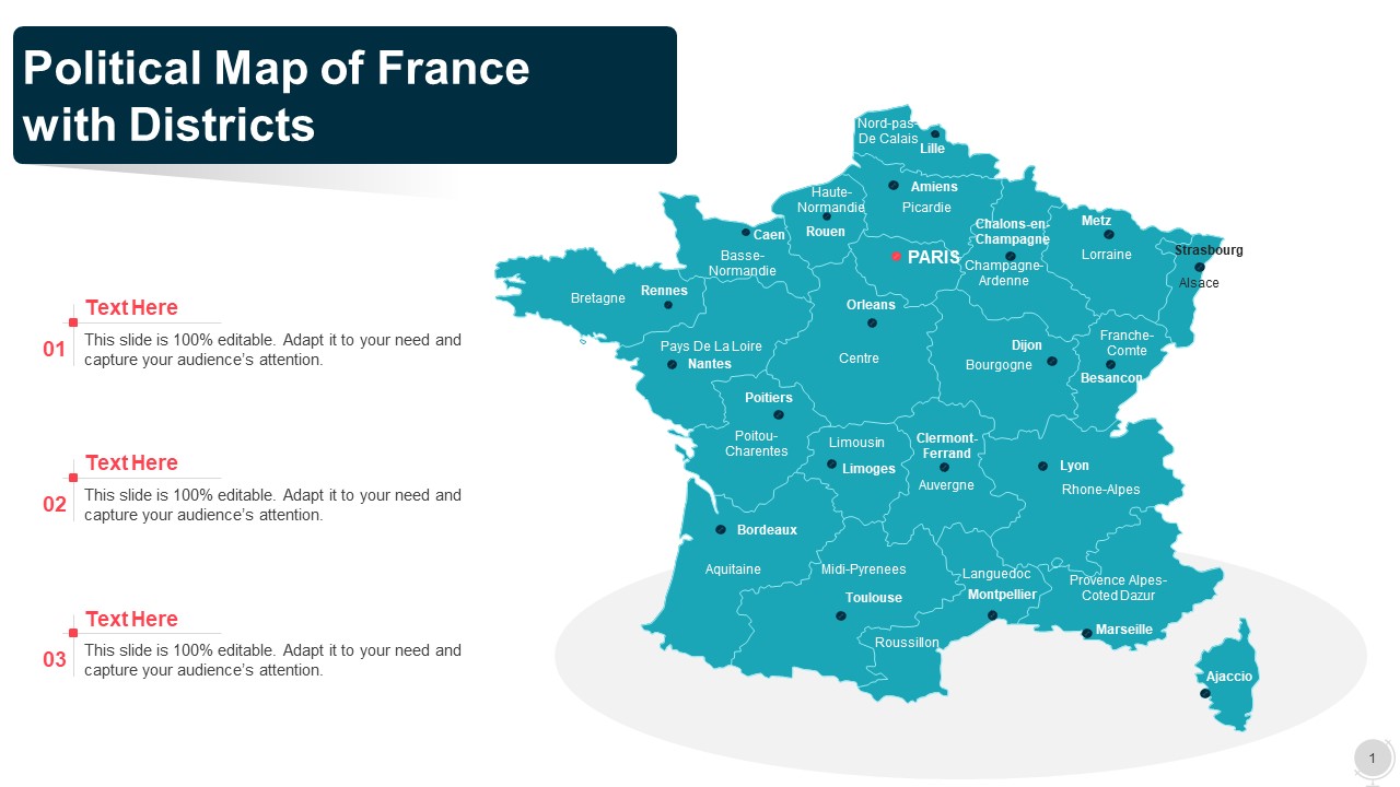 Political Map Of France With Districts Ppt PowerPoint Presentation File Microsoft PDF