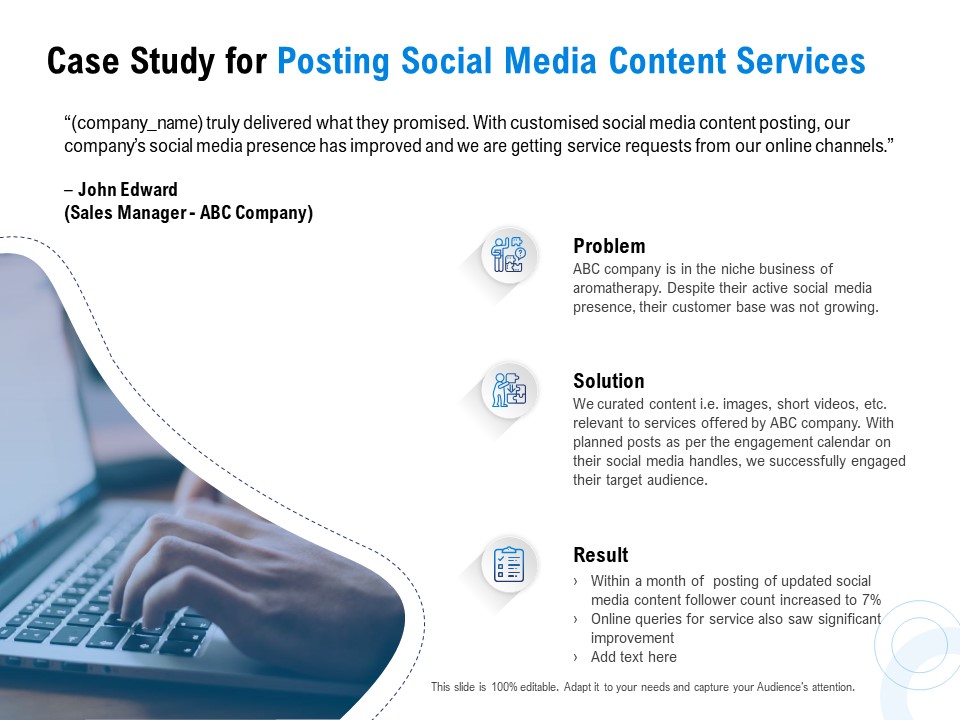 Posting Social Media Content Case Study For Posting Social Media Content Services Ppt PowerPoint Presentation Portfolio Deck PDF