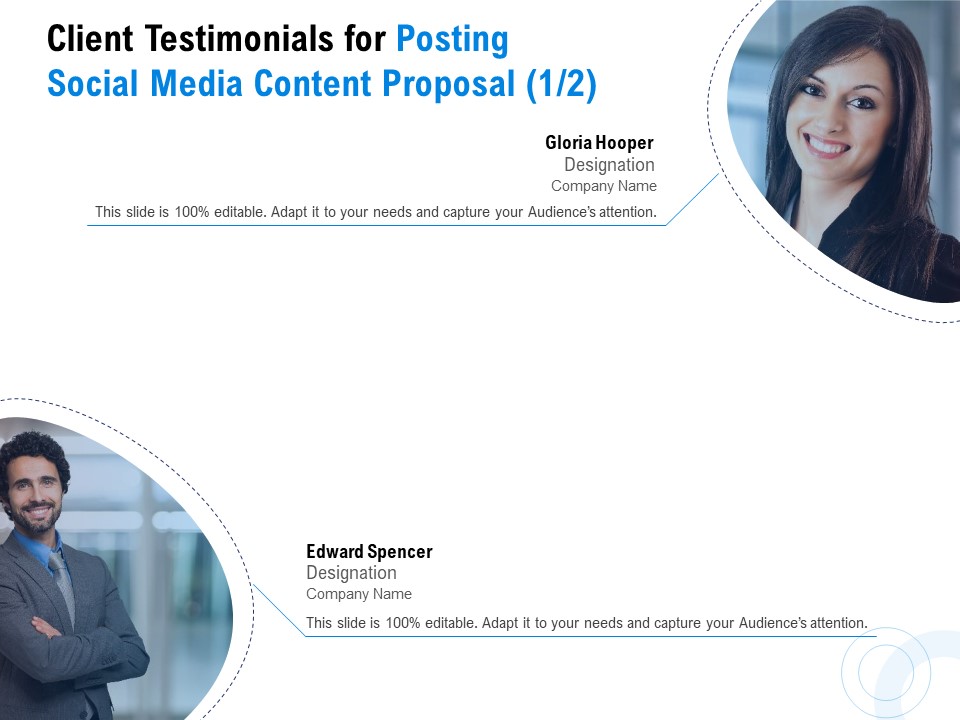 Posting Social Media Content Client Testimonials For Posting Social Media Content Proposal Infographics PDF