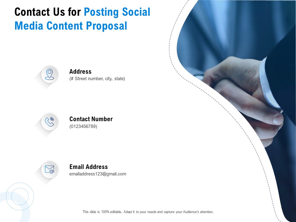 Posting Social Media Content Contact Us For Posting Social Media Content Proposal Ppt PowerPoint Presentation Pictures Slide PDF