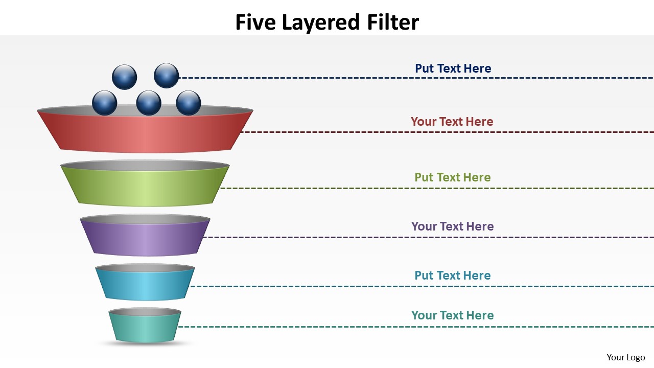 PowerPoint Slide Layout Leadership Five Layered Filter Ppt Theme