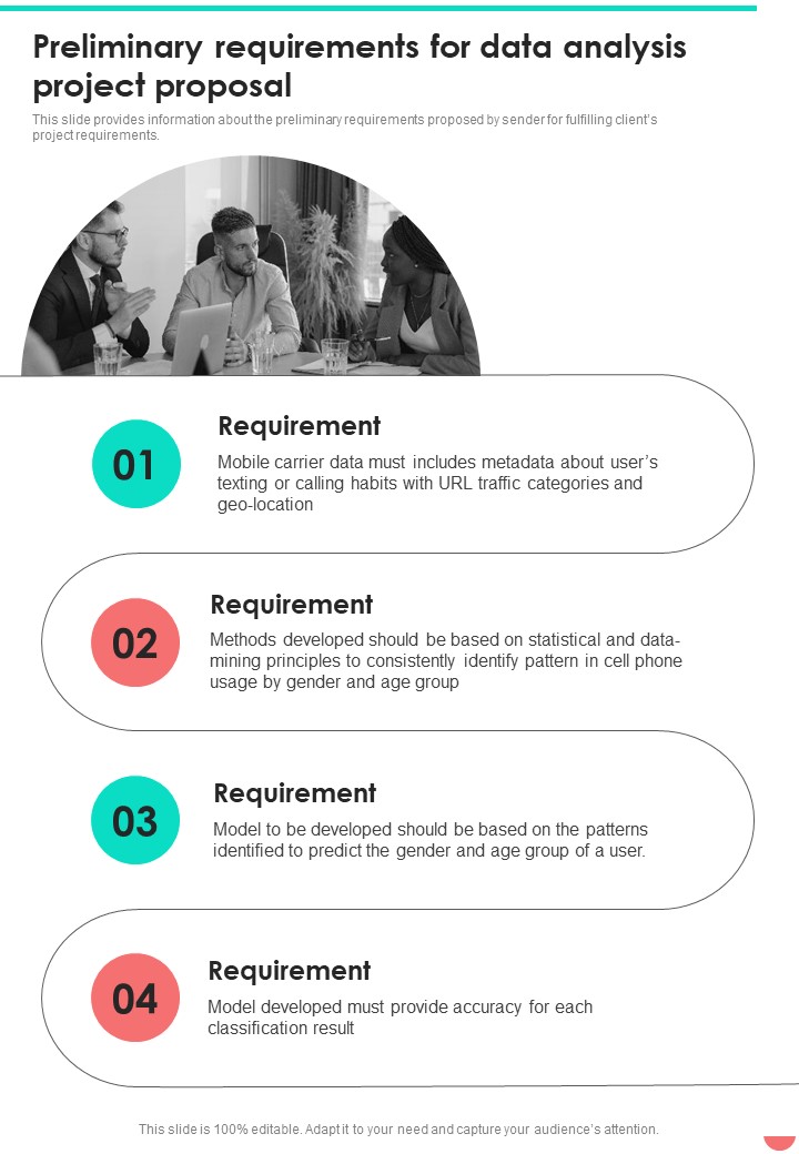 Preliminary Requirements For Data Analysis Project Proposal One Pager Sample Example Document