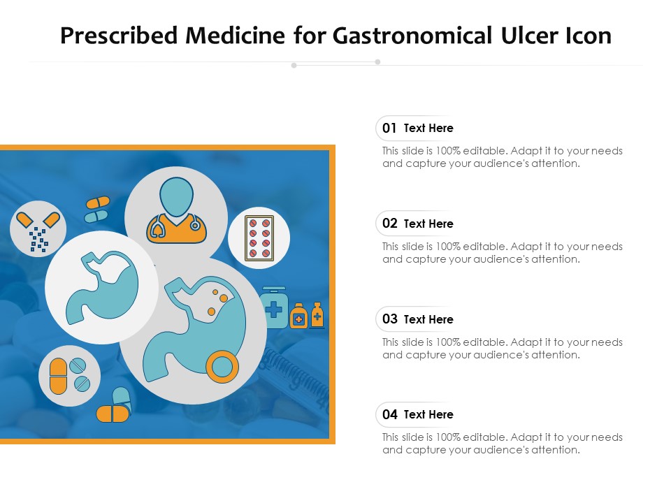 Prescribed Medicine For Gastronomical Ulcer Icon Ppt PowerPoint Presentation Icon Template PDF
