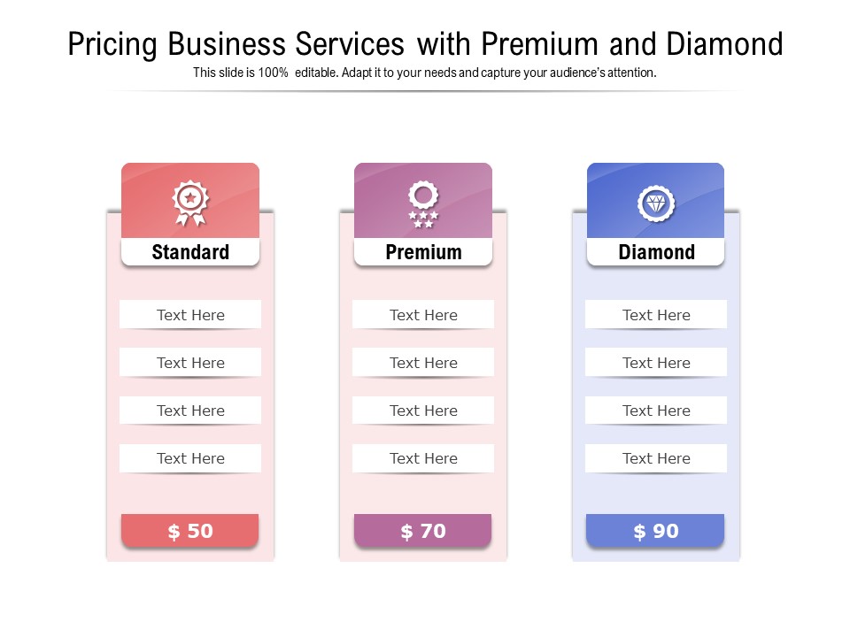 Pricing Business Services With Premium And Diamond Ppt PowerPoint Presentation Portfolio Graphic Tips PDF